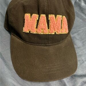 David and Young Black Cap with Pink 'MAMA' Patch and Gold Trim